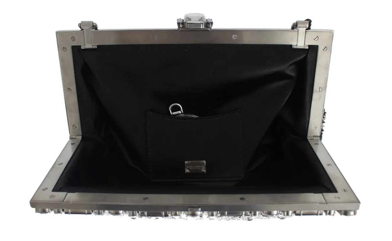 Crystal Embellished Black VANDA Clutch Bag Designer Handbag for Women
