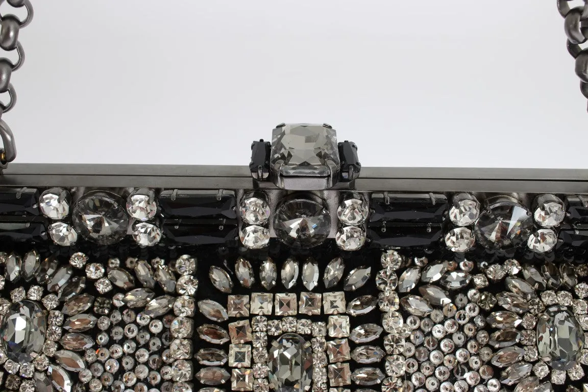 Crystal Embellished Black VANDA Clutch Bag Designer Handbag for Women