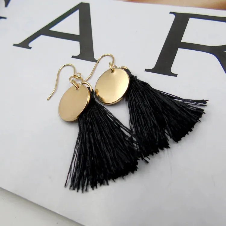 Crystal Rice Character Long Tassel Earrings Boho