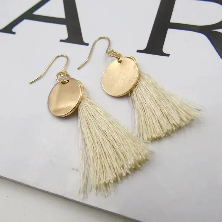 Crystal Rice Character Long Tassel Earrings Boho