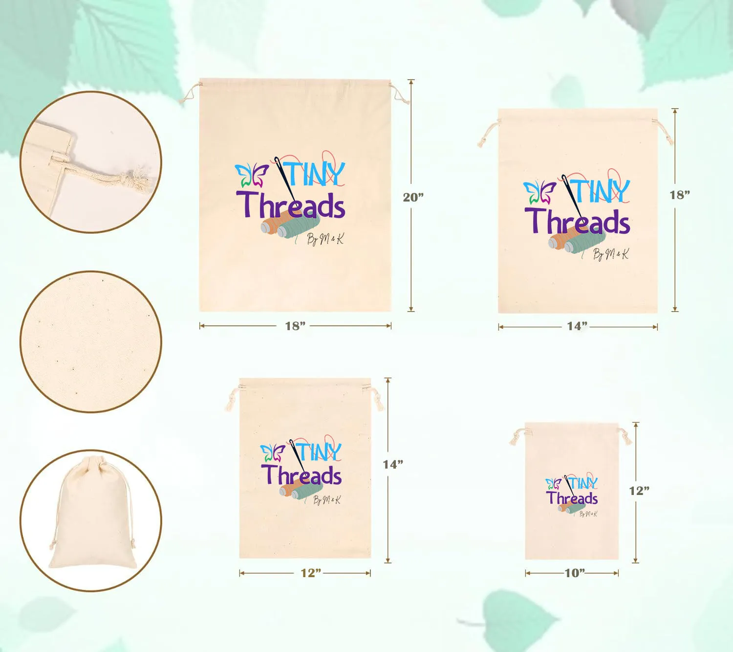 Custom Printed Cotton Drawstring Bags (Pouch)