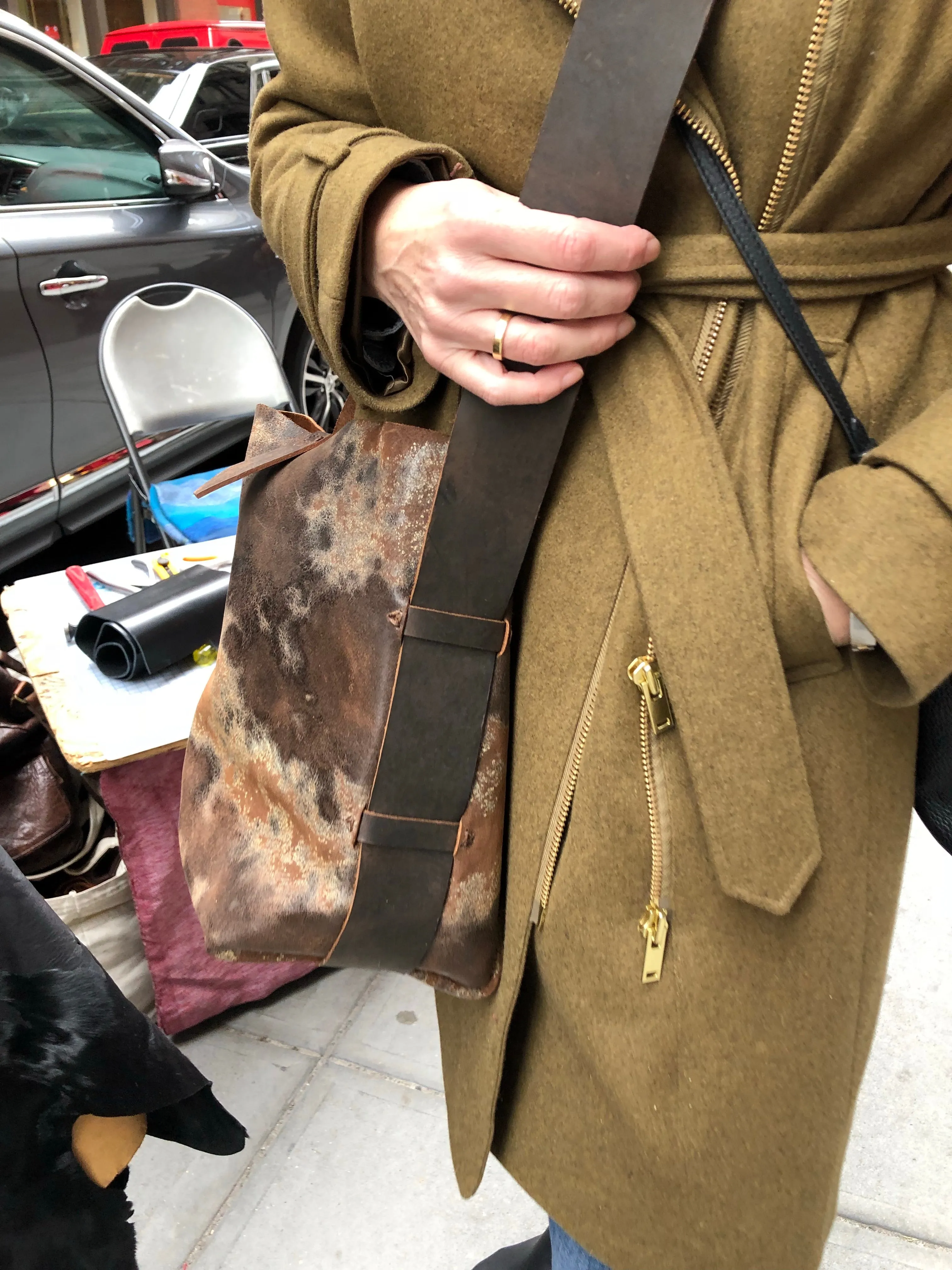 Custom Tote / Soft Leather Tote Bag / Crossbody Distressed Leather Tote / Made in NY