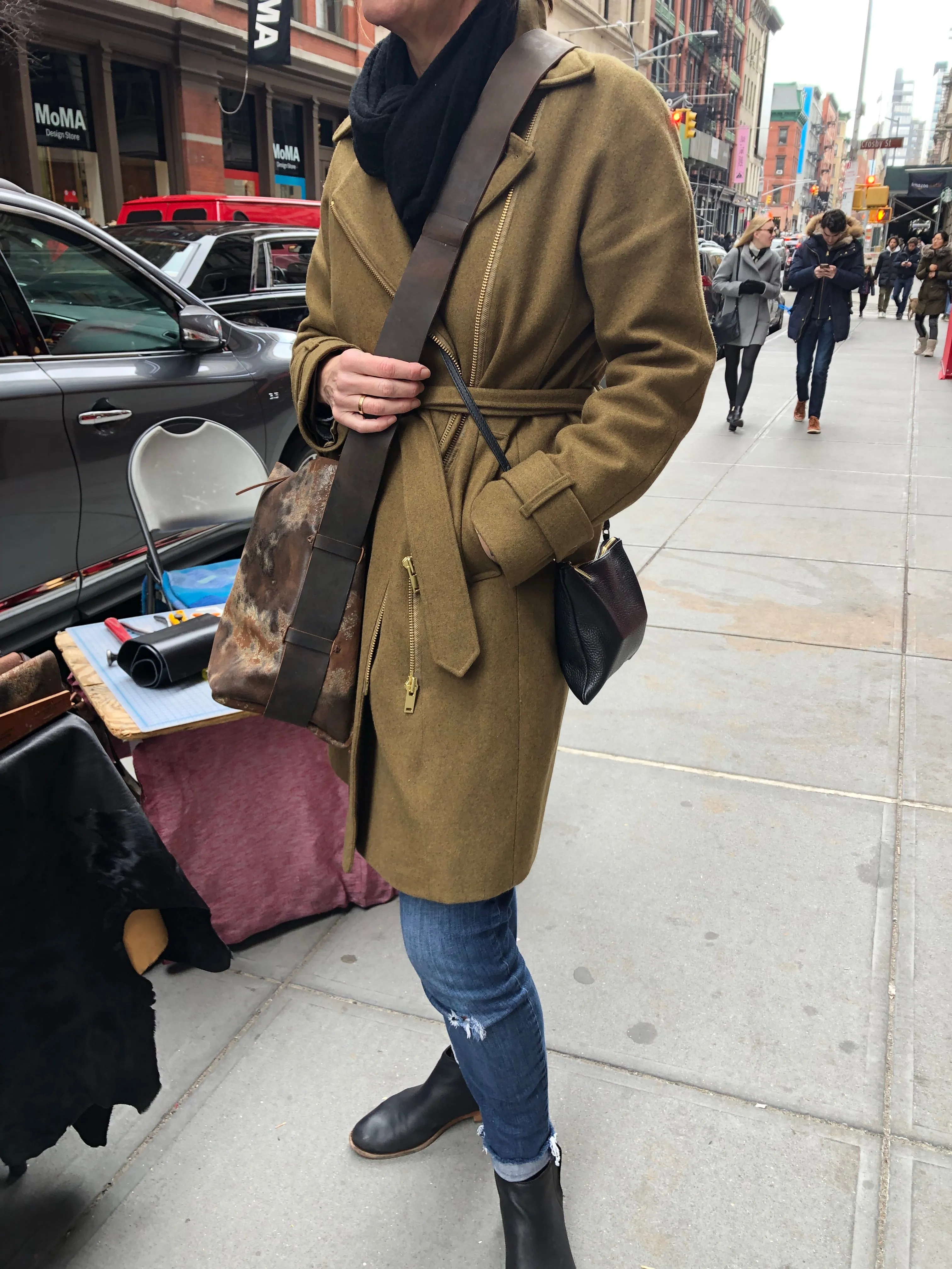Custom Tote / Soft Leather Tote Bag / Crossbody Distressed Leather Tote / Made in NY