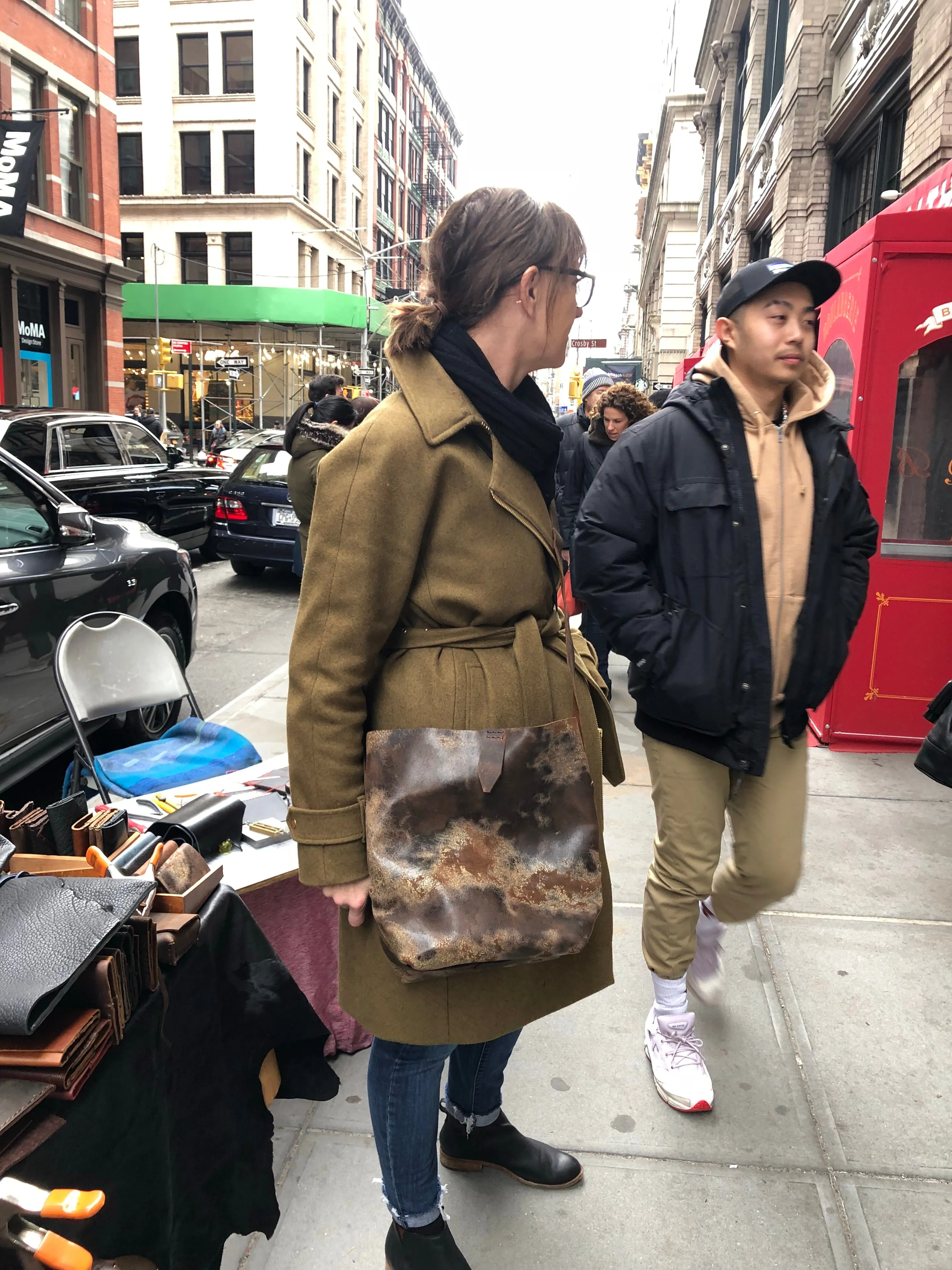 Custom Tote / Soft Leather Tote Bag / Crossbody Distressed Leather Tote / Made in NY