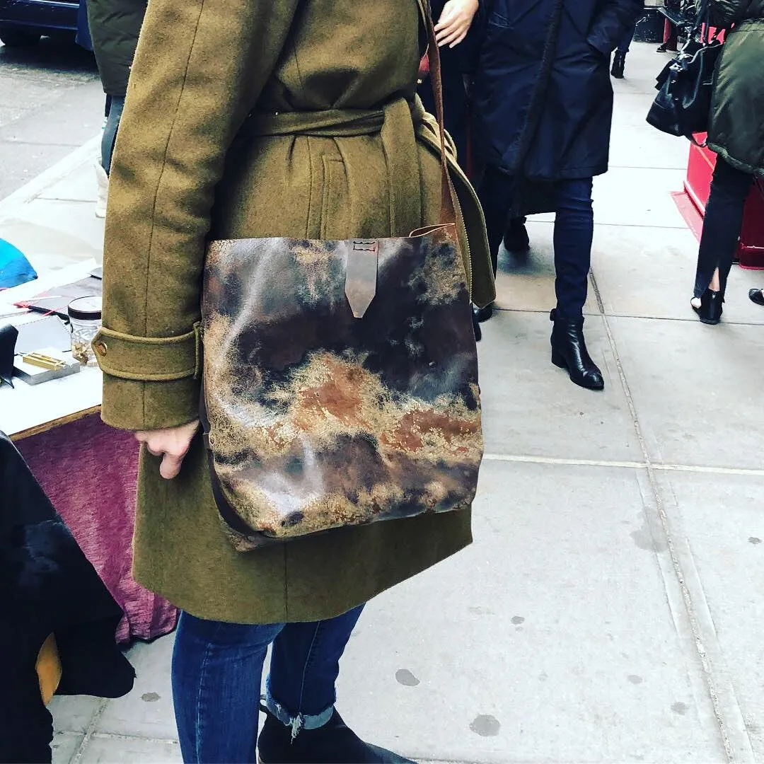 Custom Tote / Soft Leather Tote Bag / Crossbody Distressed Leather Tote / Made in NY