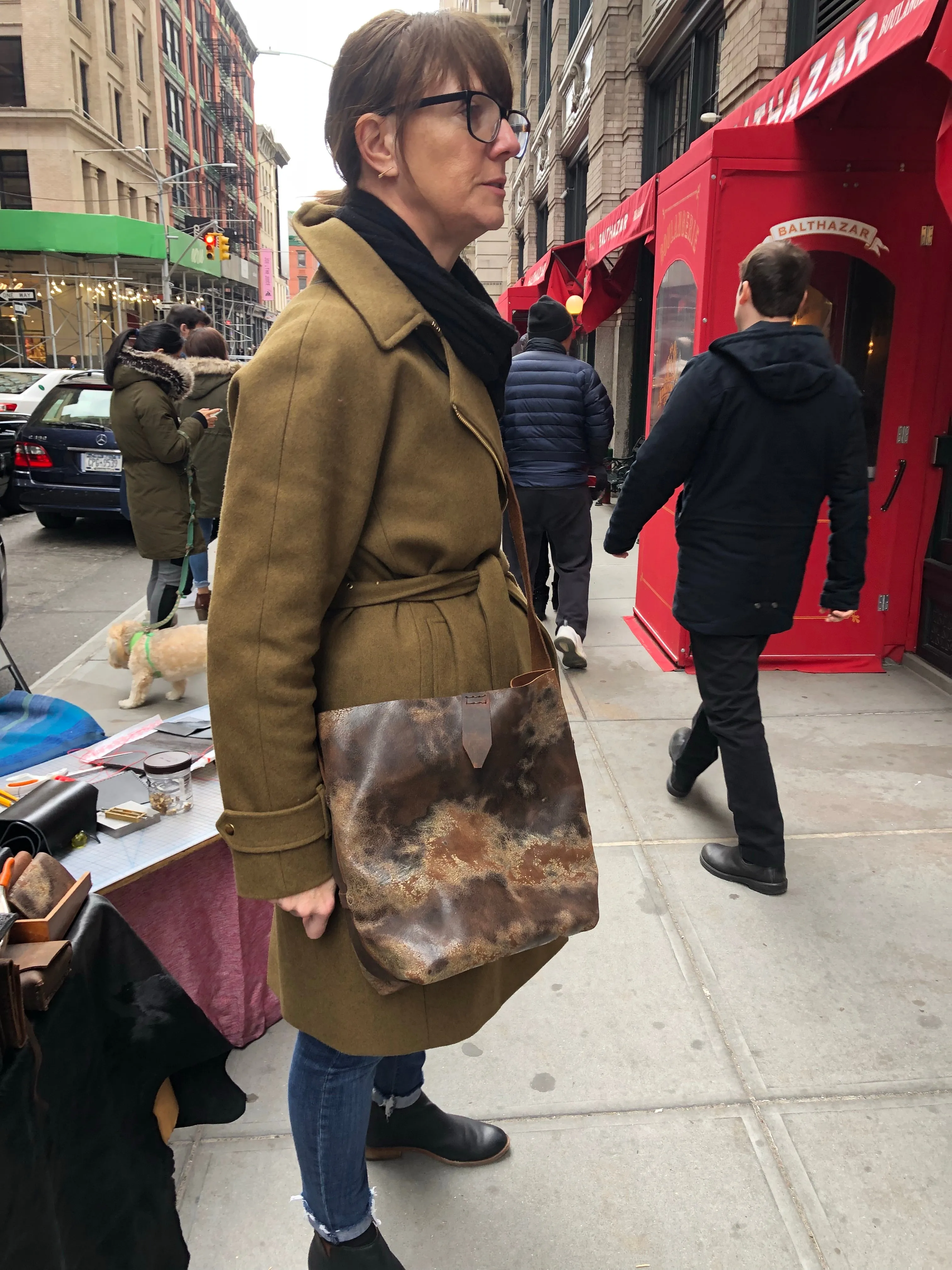 Custom Tote / Soft Leather Tote Bag / Crossbody Distressed Leather Tote / Made in NY