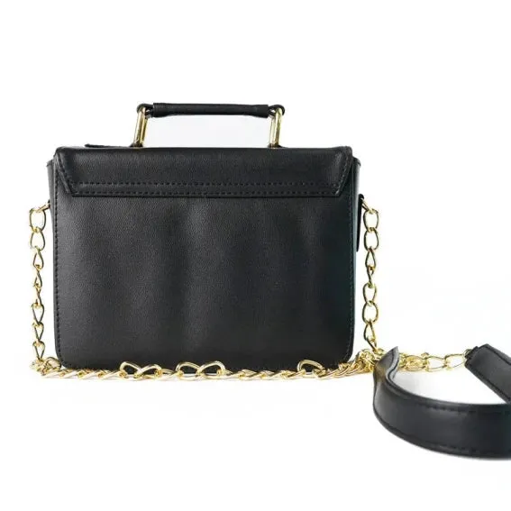 Customized Women's Leather bag (Buttoned) - Black