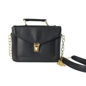 Customized Women's Leather bag (Buttoned) - Black