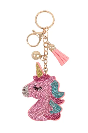 CUTE UNICORN RHINESTONE TASSEL KEYCHAIN