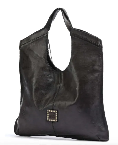 DALIA Dalia shopping bag in dark gray leather with decorative threading Last one!