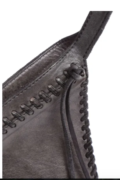 DALIA Dalia shopping bag in dark gray leather with decorative threading Last one!