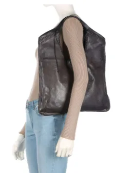 DALIA Dalia shopping bag in dark gray leather with decorative threading Last one!