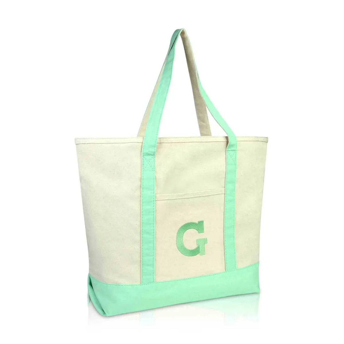 Dalix Initial Tote Bag Personalized Monogram Zippered Top Letter - G