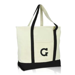 Dalix Initial Tote Bag Personalized Monogram Zippered Top Letter - G