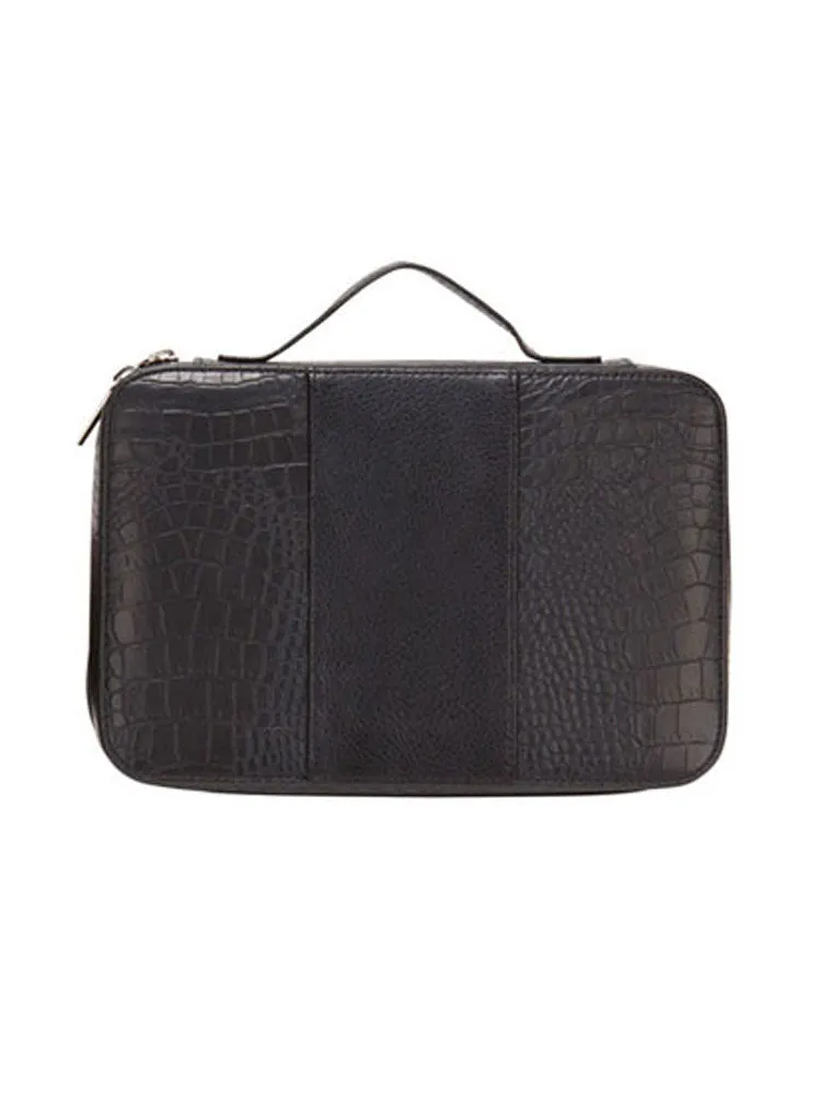 DELUXE CROC LEATHER COSMETIC CASE