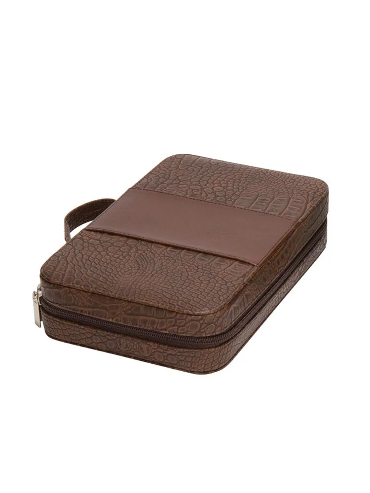 DELUXE CROC LEATHER COSMETIC CASE
