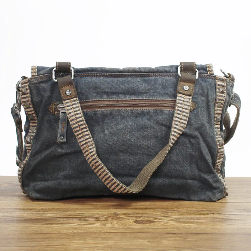 Denim Side Bag Womens Blue Denim Messenger Bags Vintage Denim Shoulder Bag For Women