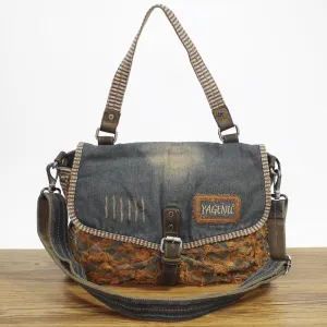 Denim Side Bag Womens Blue Denim Messenger Bags Vintage Denim Shoulder Bag For Women