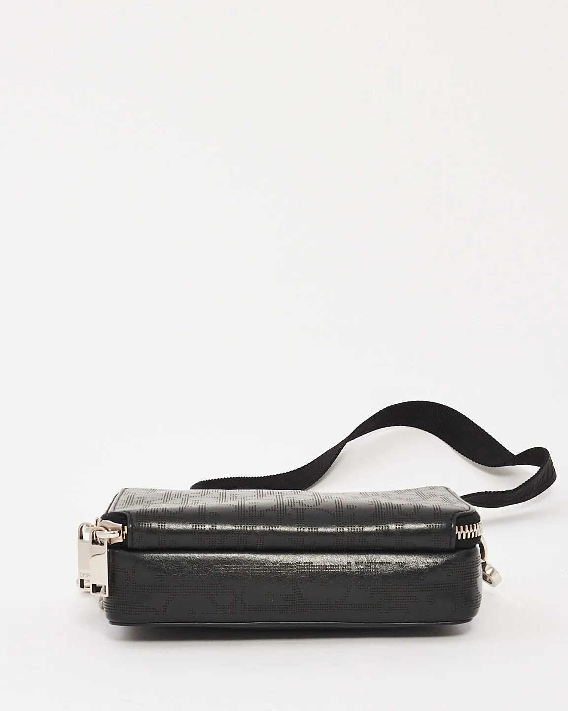 Dior Black Calfskin Perforated Oblique Galaxy Messenger Pouch Crossbody