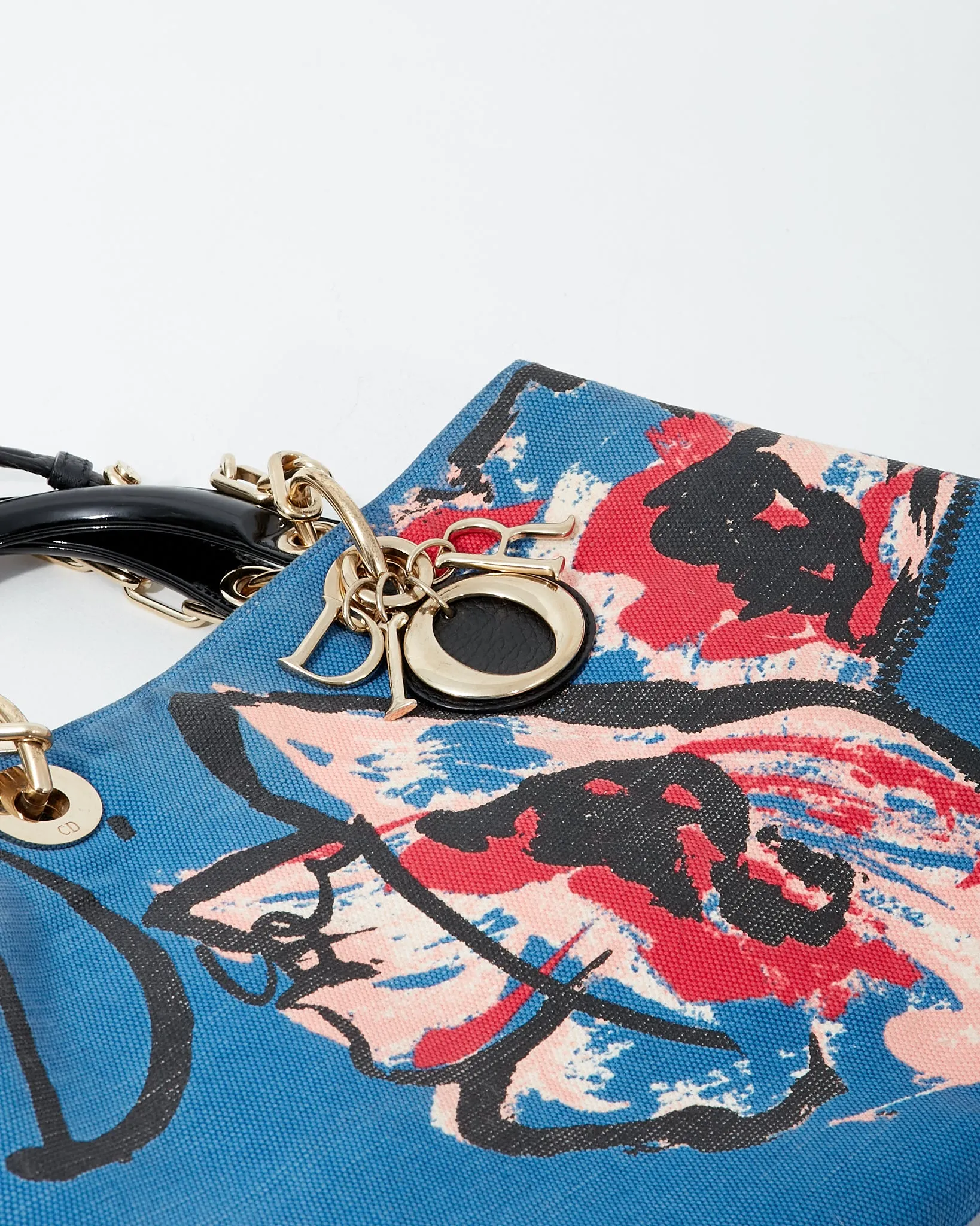 Dior Denim Floral Print Diorissimo Large Tote Bag