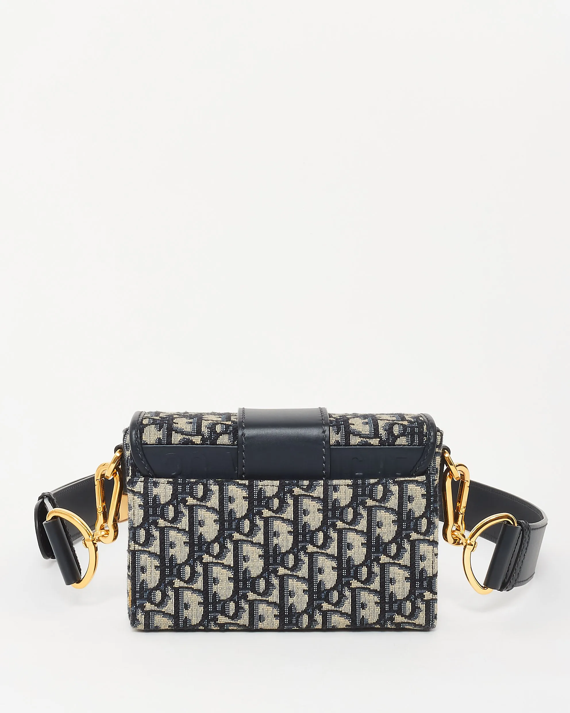 Dior Navy Blue Oblique Canvas Trotter 30 Montaigne Crossbody Box Bag