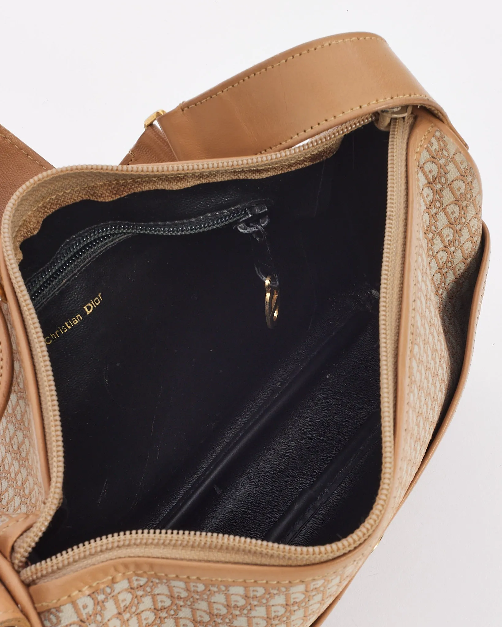 Dior Vintage Beige Oblique Logo Canvas Camera Bag