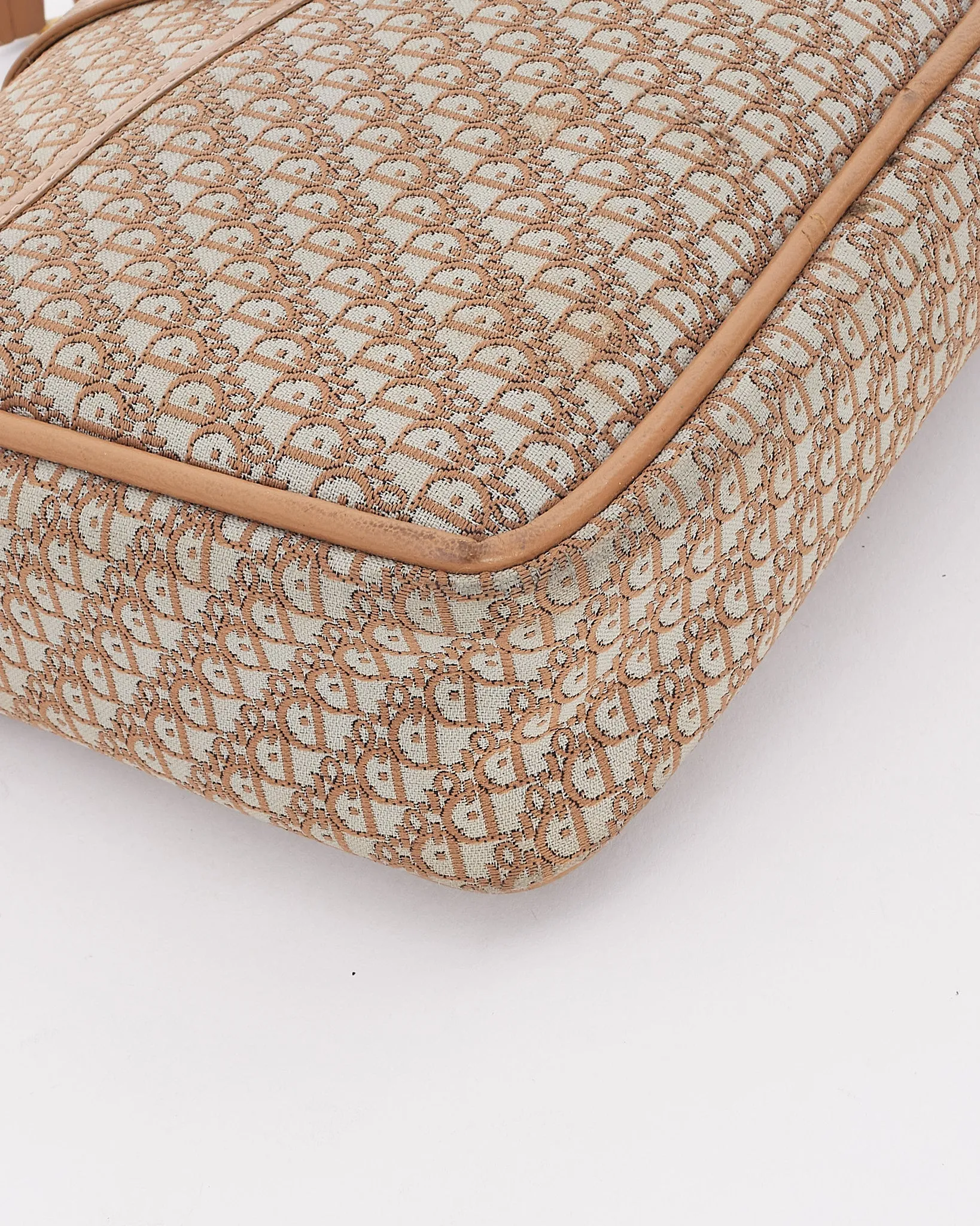 Dior Vintage Beige Oblique Logo Canvas Camera Bag