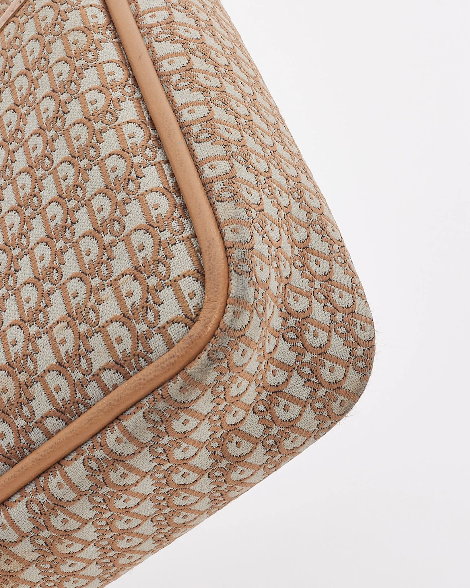 Dior Vintage Beige Oblique Logo Canvas Camera Bag
