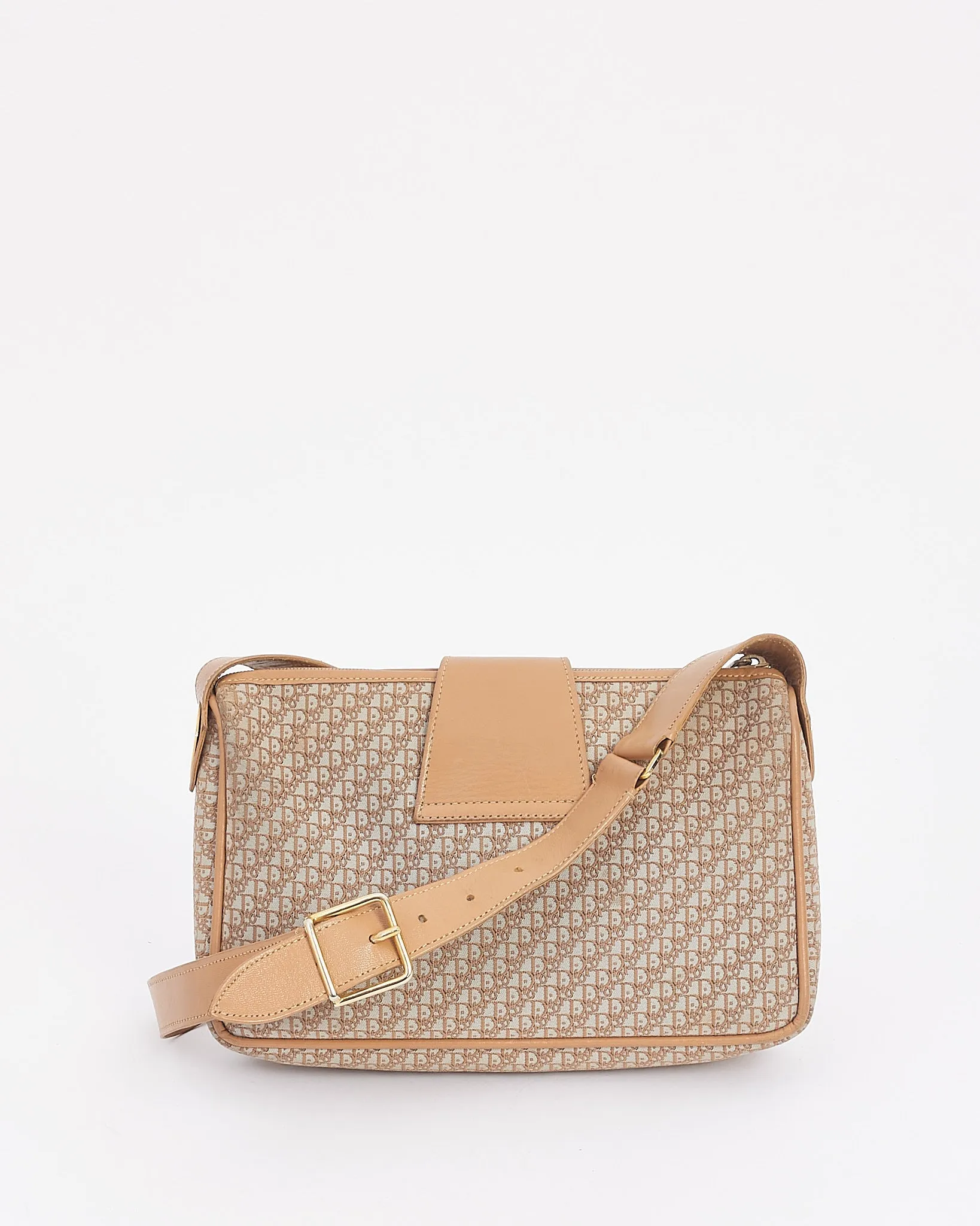 Dior Vintage Beige Oblique Logo Canvas Camera Bag