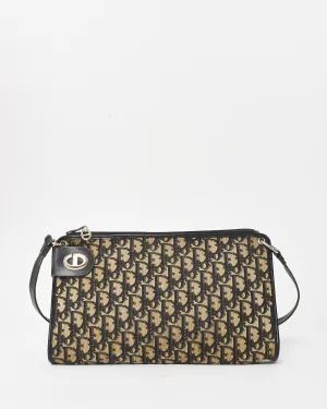 Dior Vintage Navy Oblique Canvas Shoulder Bag