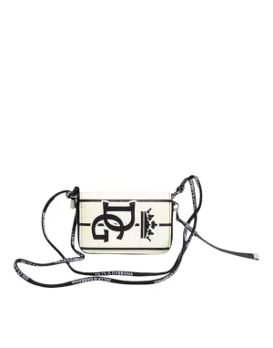 Dolce & Gabbana White Leather SICILY DG Crown Purse Cross Body Bag