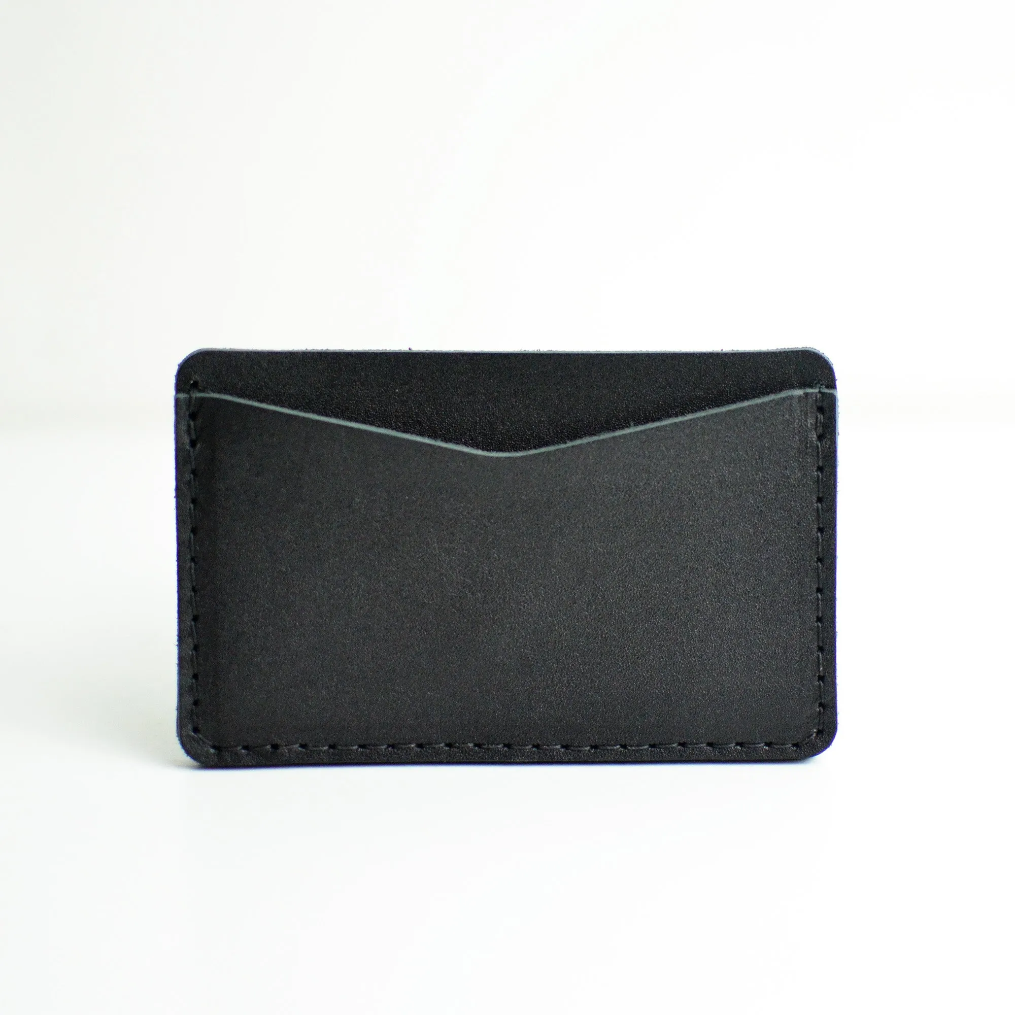 Double Sided Card Holder - Black Leather