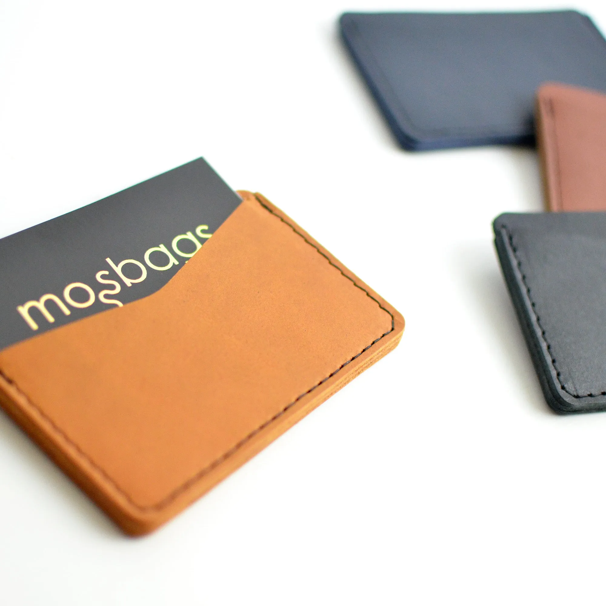 Double Sided Card Holder - Honey Leather