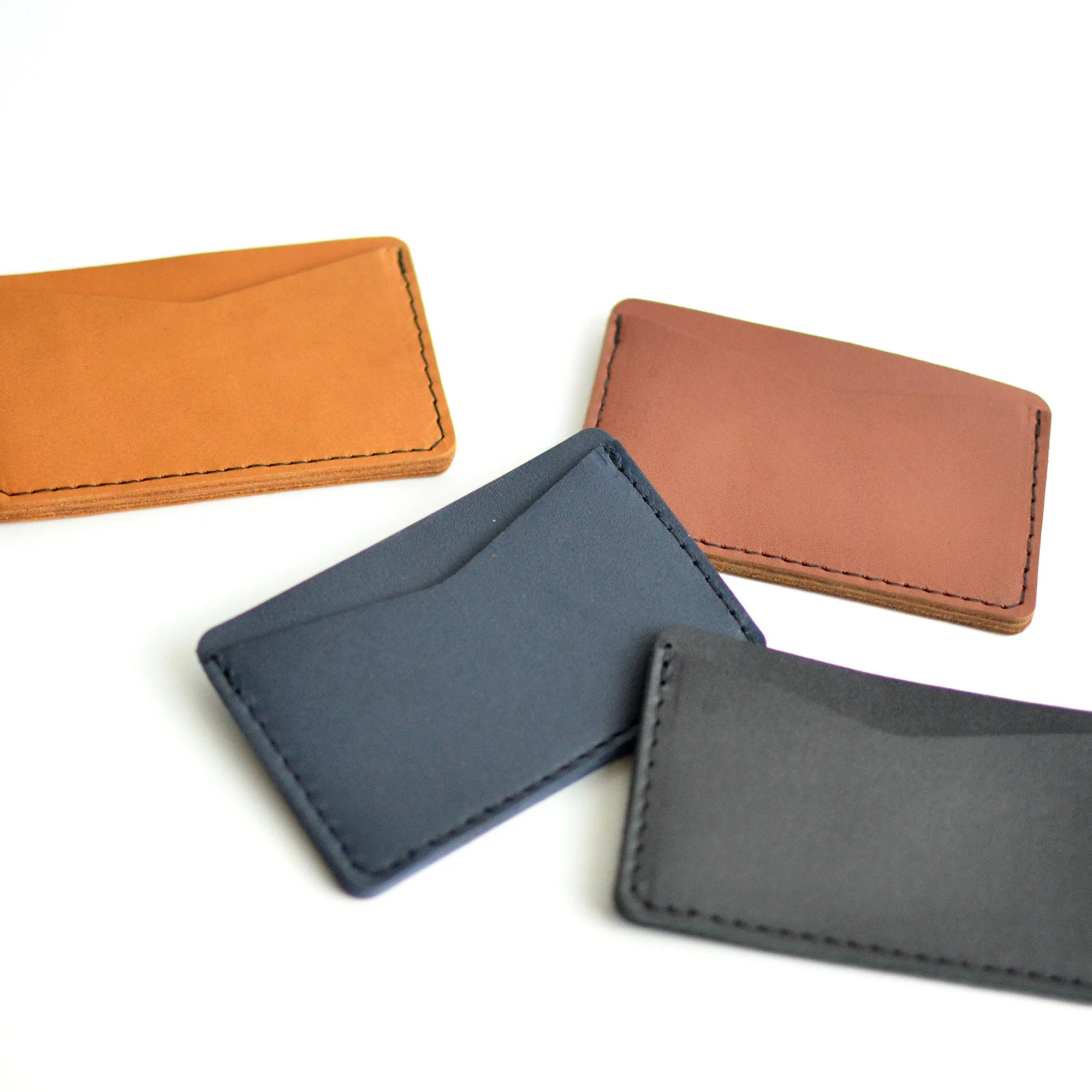 Double Sided Card Holder - Honey Leather