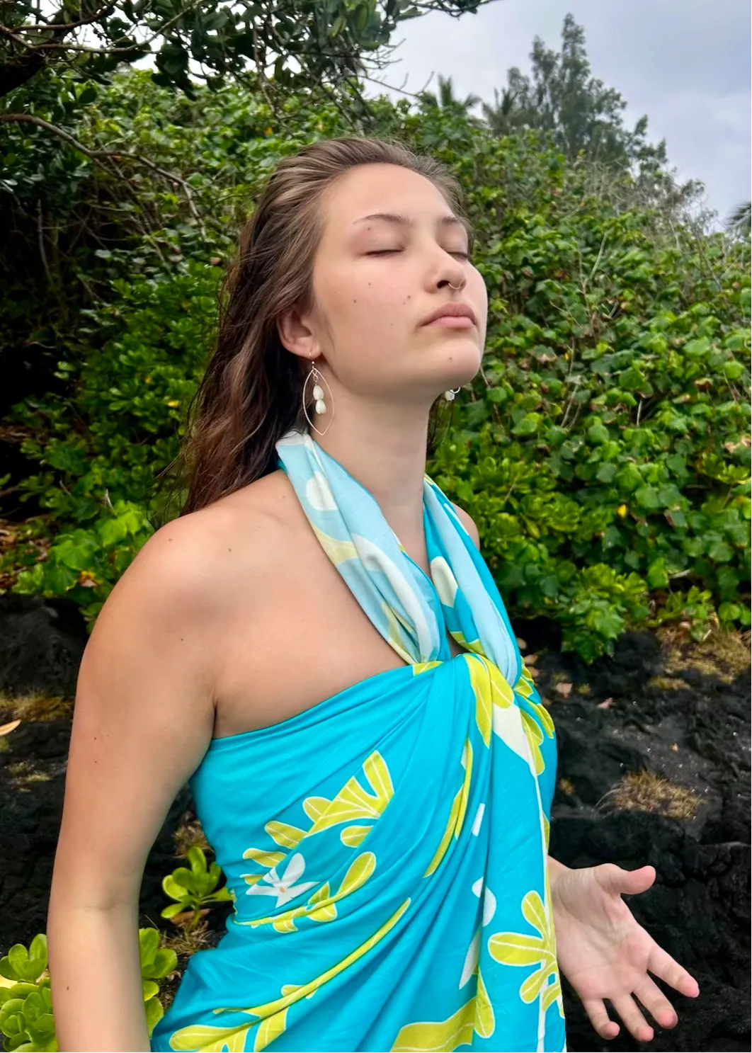 ECO PAREO - HAWAIIAN FERN Turquoise - FULL SIZE