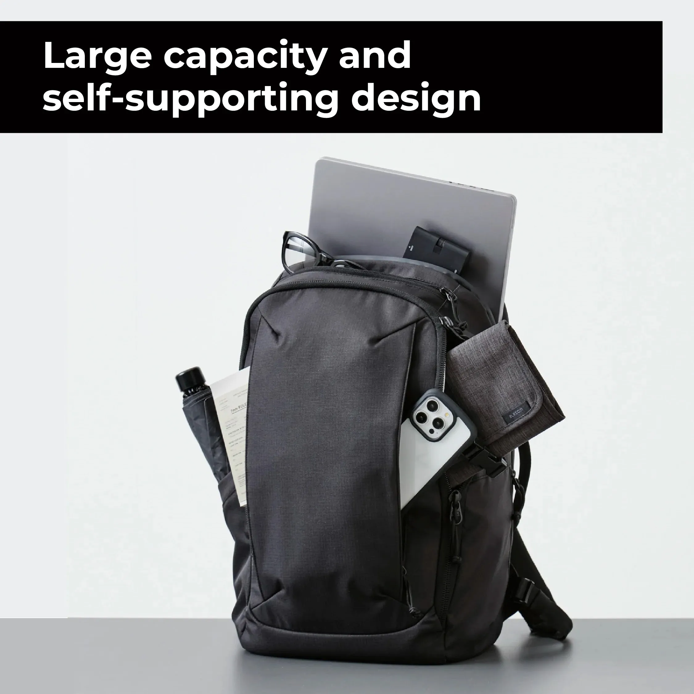 ELECOM MNL CITY Backpack/Laptop Bag/BM-MNLBP01BK/20L /Water Repellent/Large Capacity/Minimalist