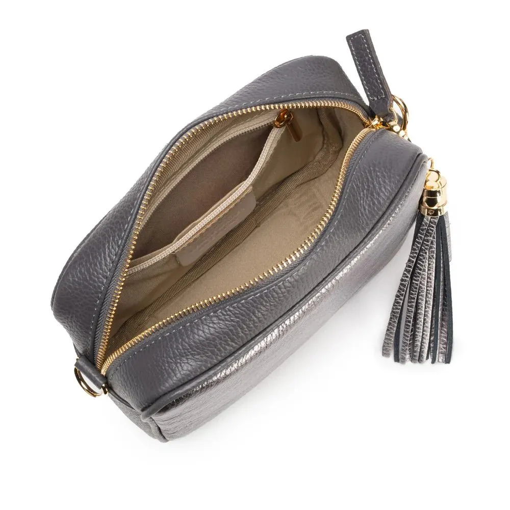 Elie Beaumont Metallic Blend Crossbody Pewter