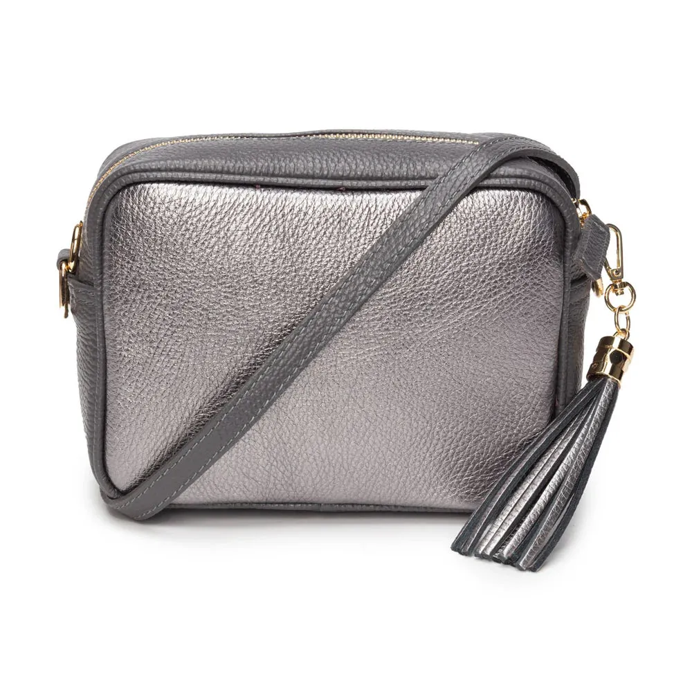 Elie Beaumont Metallic Blend Crossbody Pewter