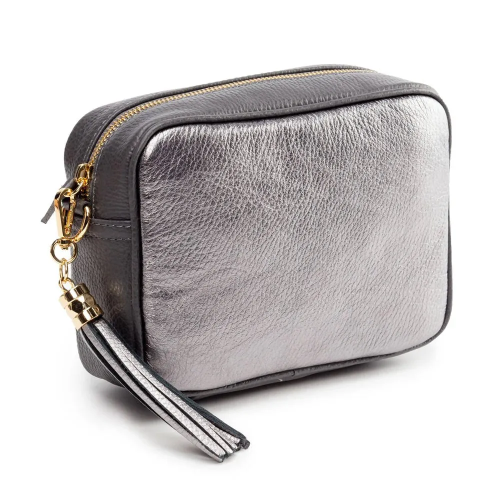 Elie Beaumont Metallic Blend Crossbody Pewter
