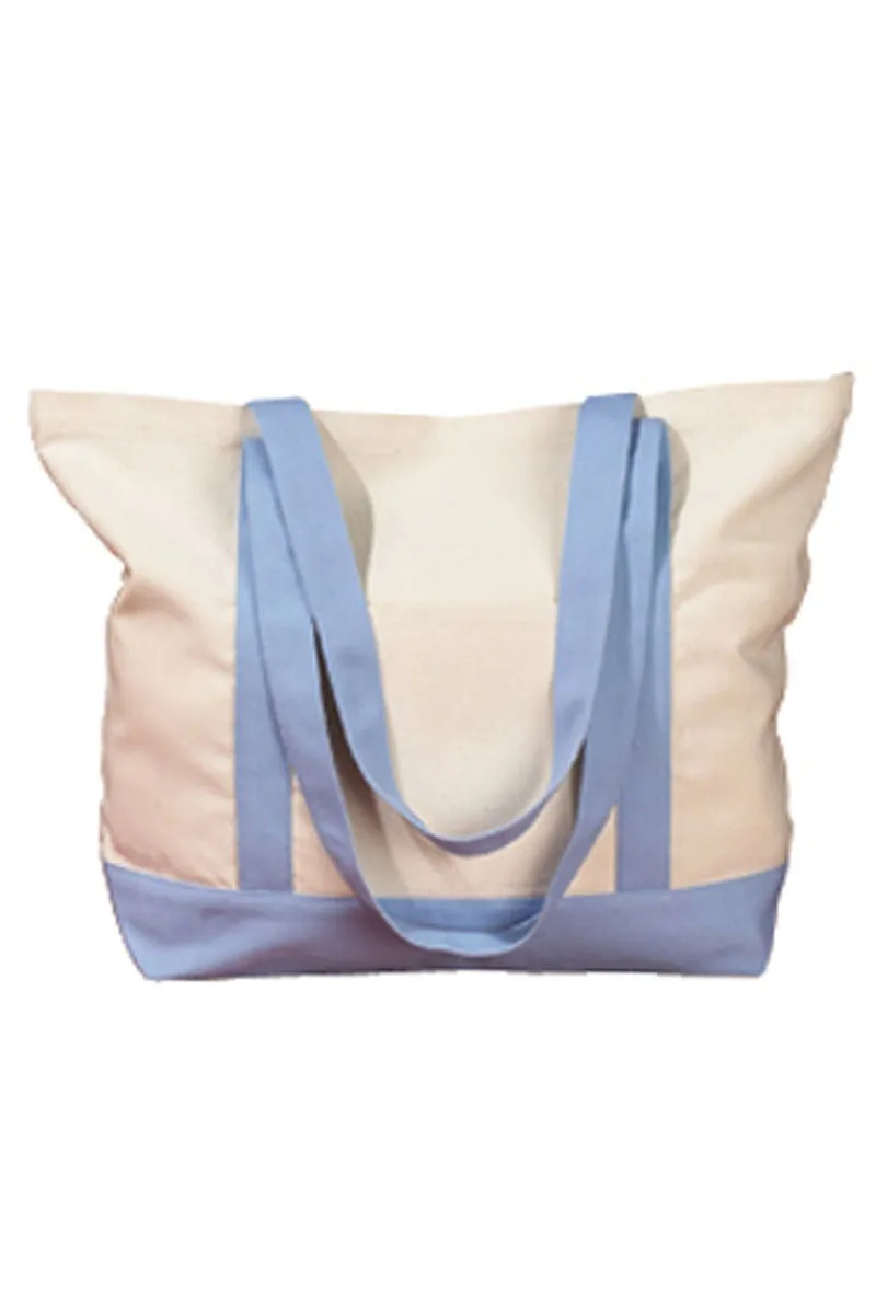 Embroidered Hydrangea Canvas Boat Tote