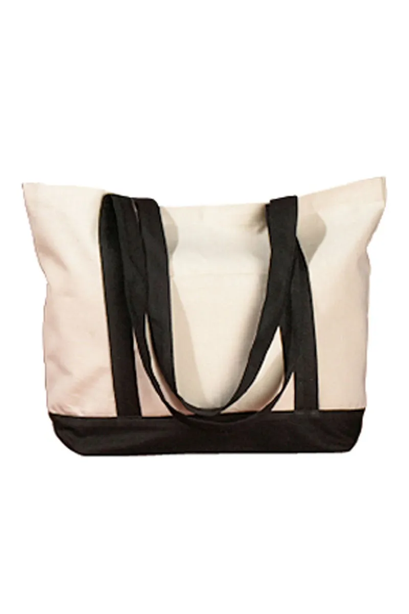 Embroidered Hydrangea Canvas Boat Tote