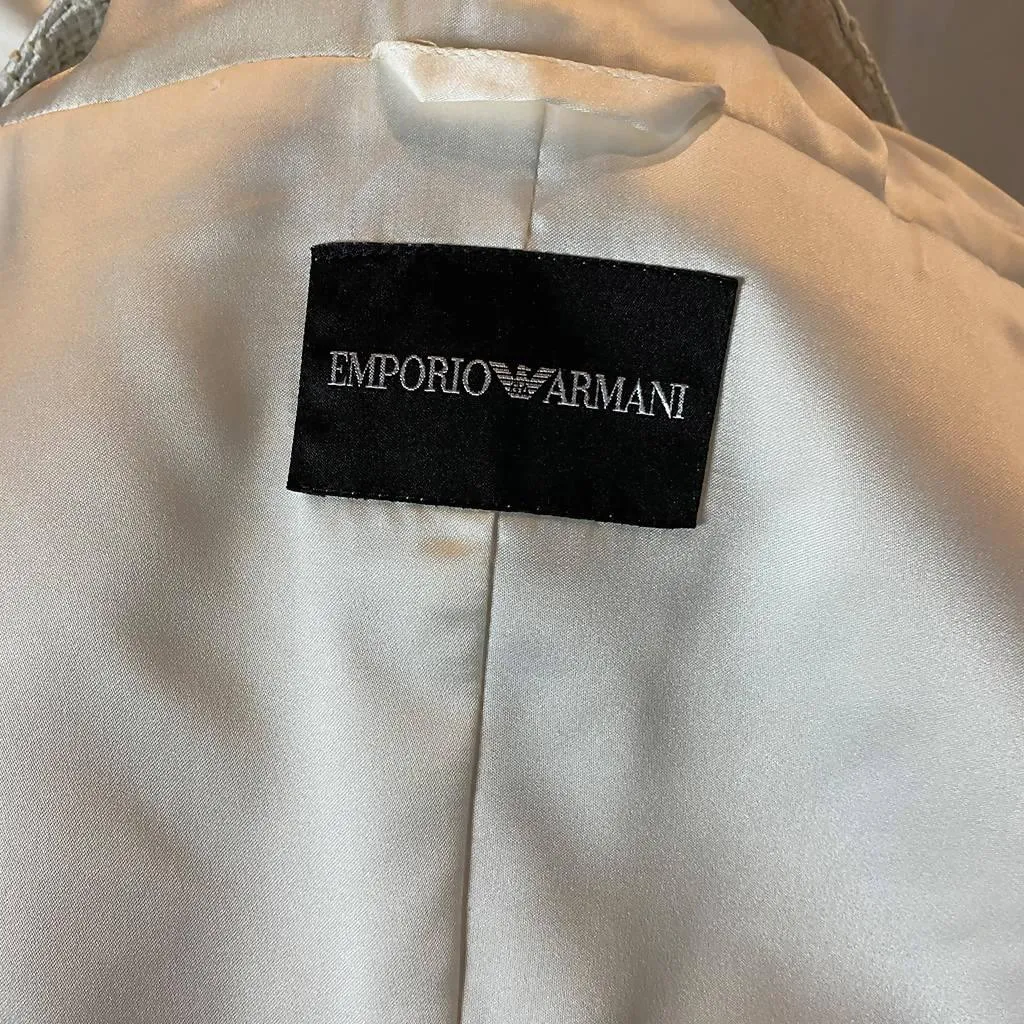EMPORIO ARMANI Gray Ruched Collar Jacket | Size 42 IT