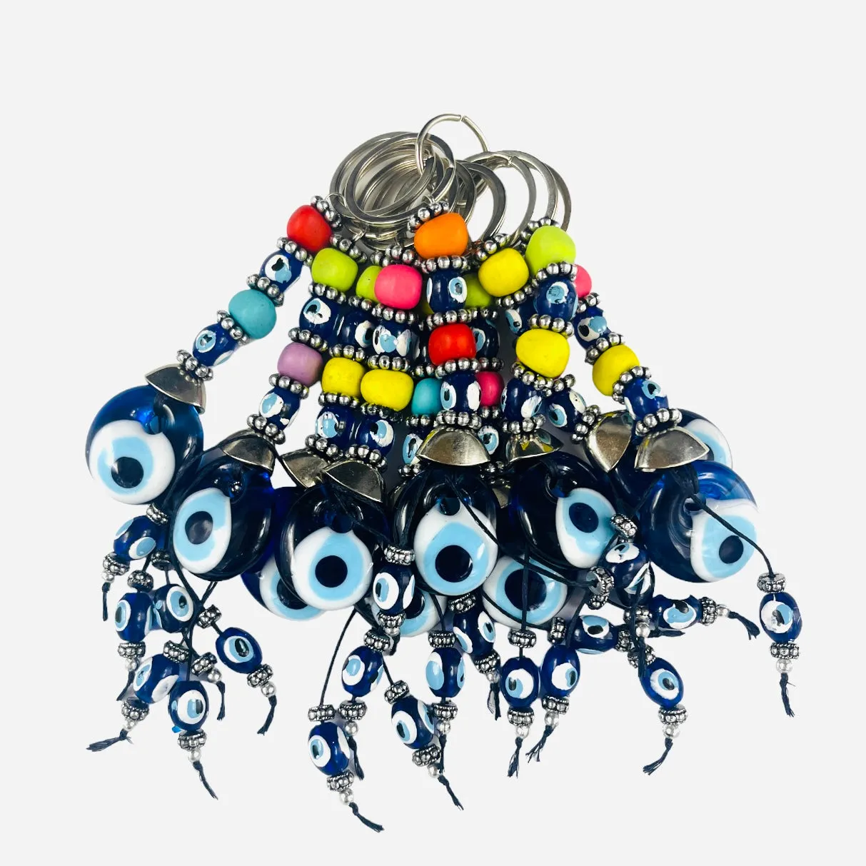 Evil Eye Keychain with Colorful Beads: Handmade Protection 