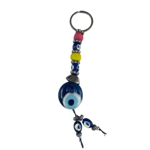 Evil Eye Keychain with Colorful Beads: Handmade Protection 
