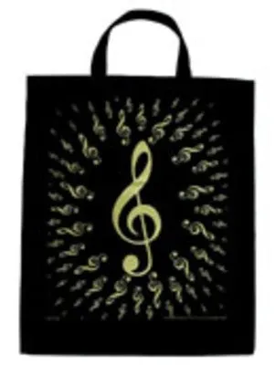 EXTRA LARGE TOTEBAG BURSTING TREBLE CLEFS BLACK