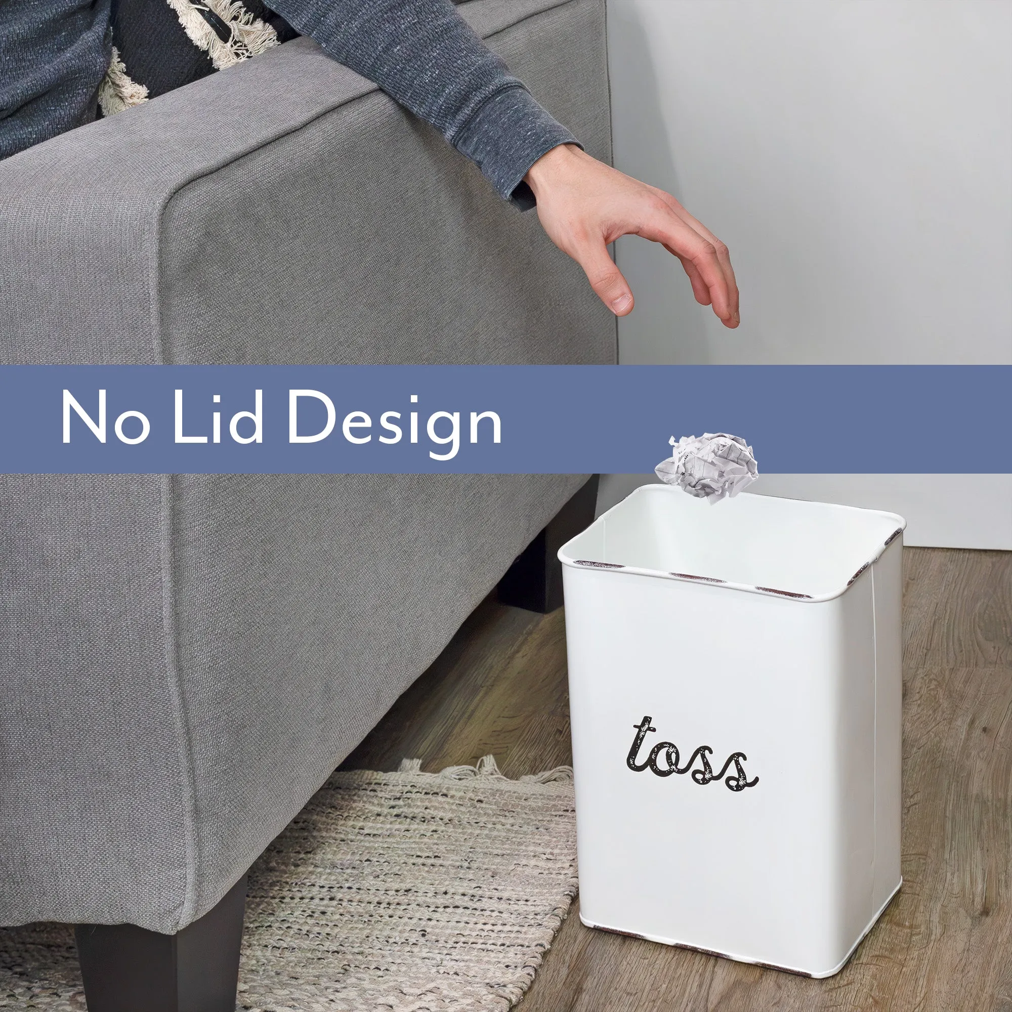 Farmhouse Enamelware Wastebasket