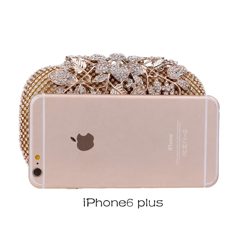 Fashion Wedding Rhinestone Clutch Bag With Flower Crystal -Silver,Gold,Black