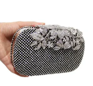 Fashion Wedding Rhinestone Clutch Bag With Flower Crystal -Silver,Gold,Black