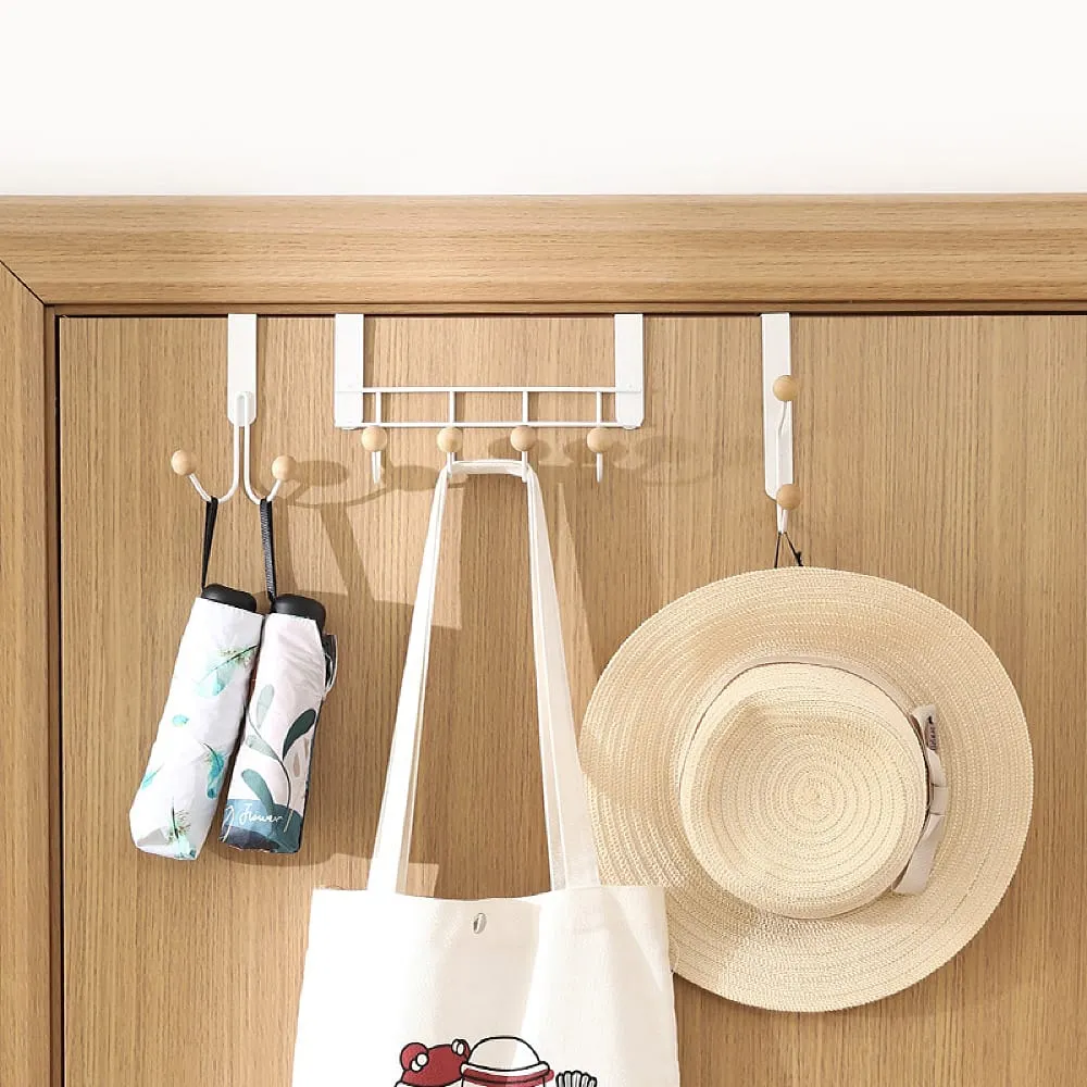 FaSoLa Over-the-Door No-Drill Hook Rack - 4 Hooks, White