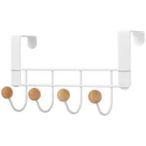 FaSoLa Over-the-Door No-Drill Hook Rack - 4 Hooks, White